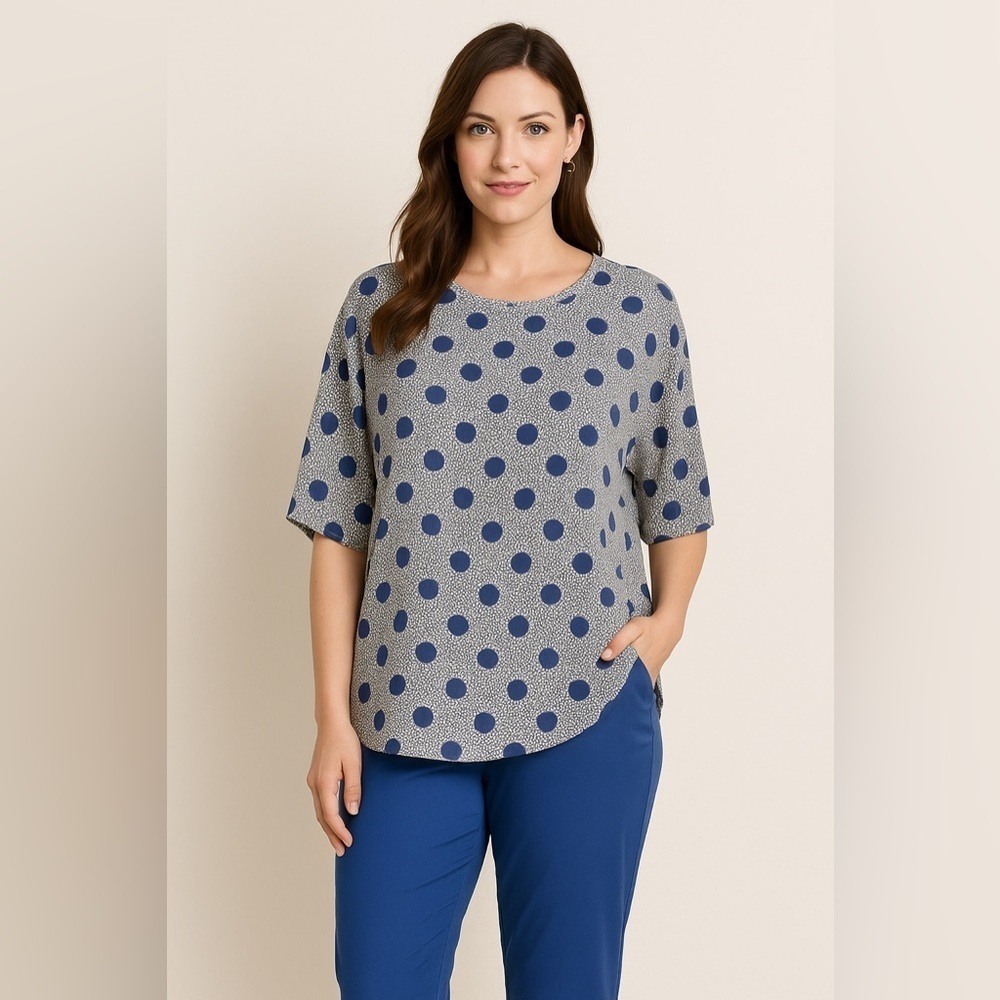 Primark Blouse Size 16 Loose Fit Airy Polka Dot Casual Cottagecore Boho Prairie
